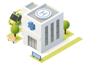 logo 3D de un hospital sector_ salud